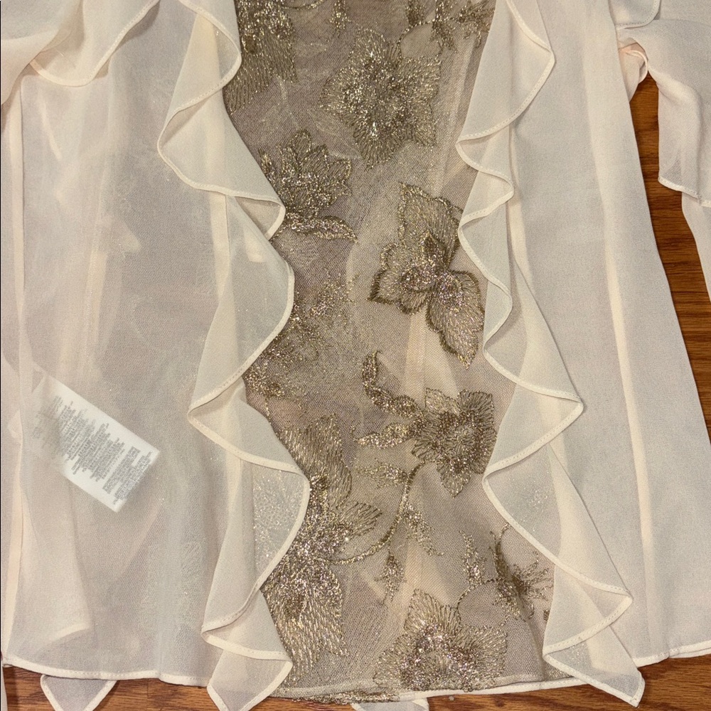 BCBGMaxAzria Cream Ruffle Blouse - Picture 3 of 5
